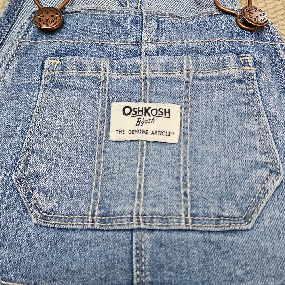 OshKosh B'gosh Girls Denim Floral Overall Dress Jumper Size 4T Vestbak